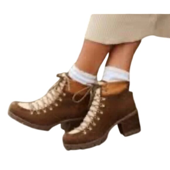 New Korks Women's Elin Rustic Brown Wool Blend Lace-up Bootie Boot Size 8.5 NWOB - Picture 1 of 9